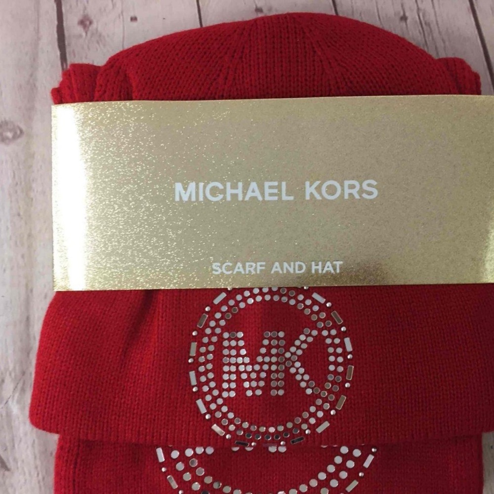Michael Kors Red NWT Hat and Scarf set